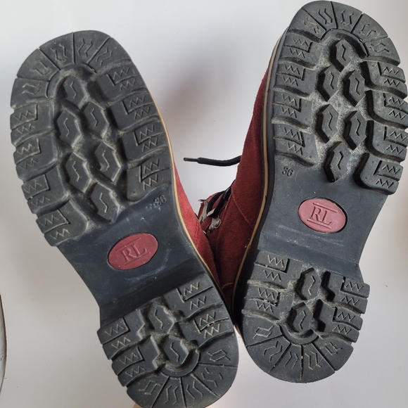 Vintage Red Suede Platform Hiking Booties womens size 36 / 5.5 - Picture 10 of 14